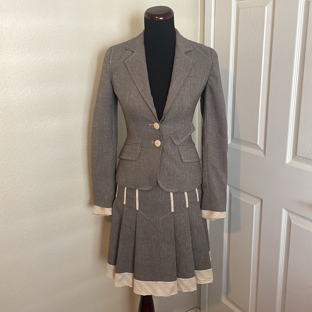 Vintage Phoebe Blazer Jacket & Pleated Skirt Set